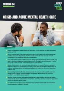 Briefing 64: Crisis and acute mental health care - Centre for Mental Health